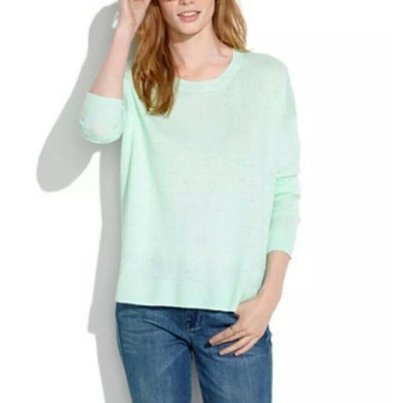 Madewell | Studio Linen Sweater Womens L Blue Pullover Long Sleeves Crewneck - Picture 2 of 10